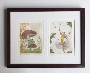 framed 12x16  Make a Wish - Dandelion Fairy - Frog on mushroom
