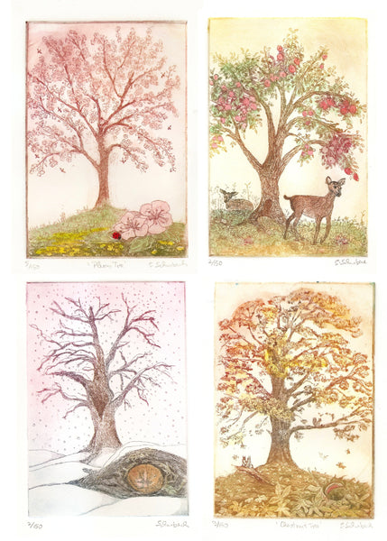 16x20 framed Four Season Trees