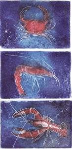 14x24 framed Shrimp - Crab and Lobster